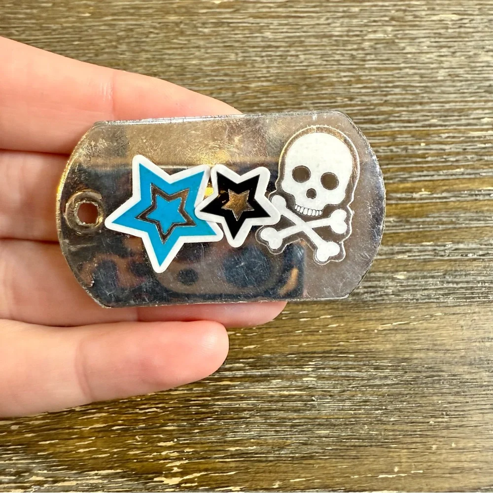 Kids Dare Devil Dog Tag Pendant - Black, Blue and Silver